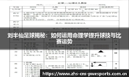 刘半仙足球揭秘：如何运用命理学提升球技与比赛运势